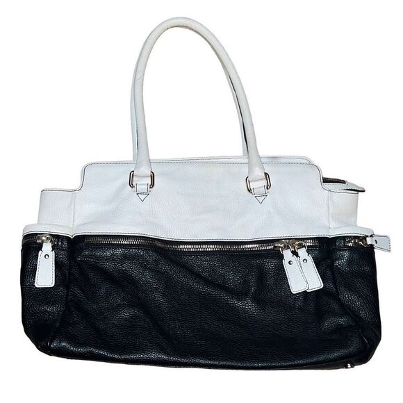 PLINIO VISONA Shoulder Bag Pebbled Leather Double Handles Gold Tone Hardware EUC - Picture 1 of 16